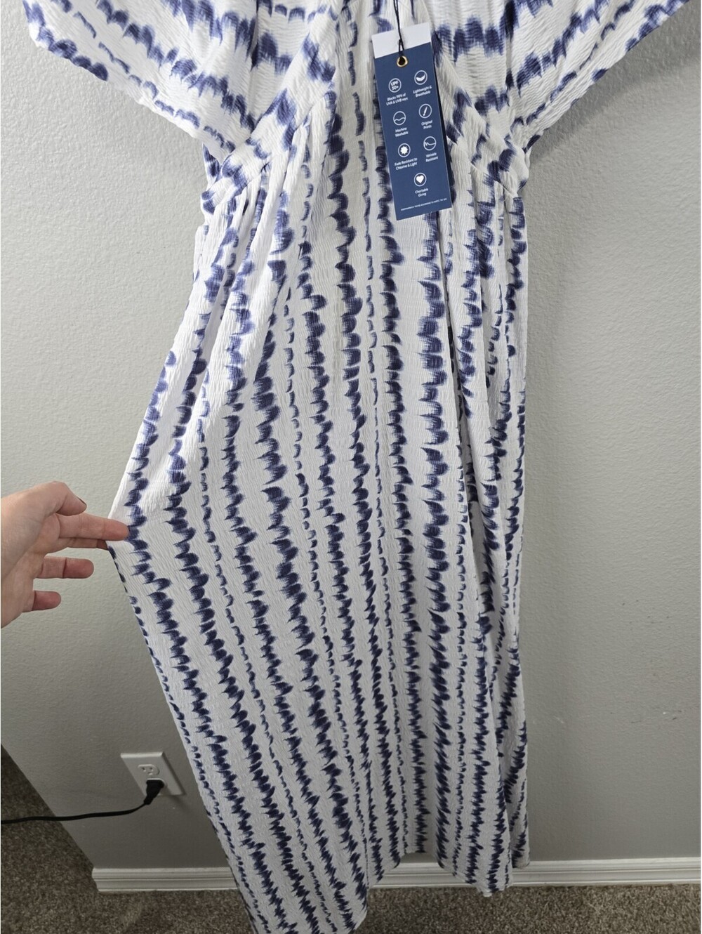 Womens Cabana Life Size Medium Beach Dress White And Blue Nwt/Swimsuit coverup - Picture 2 of 9